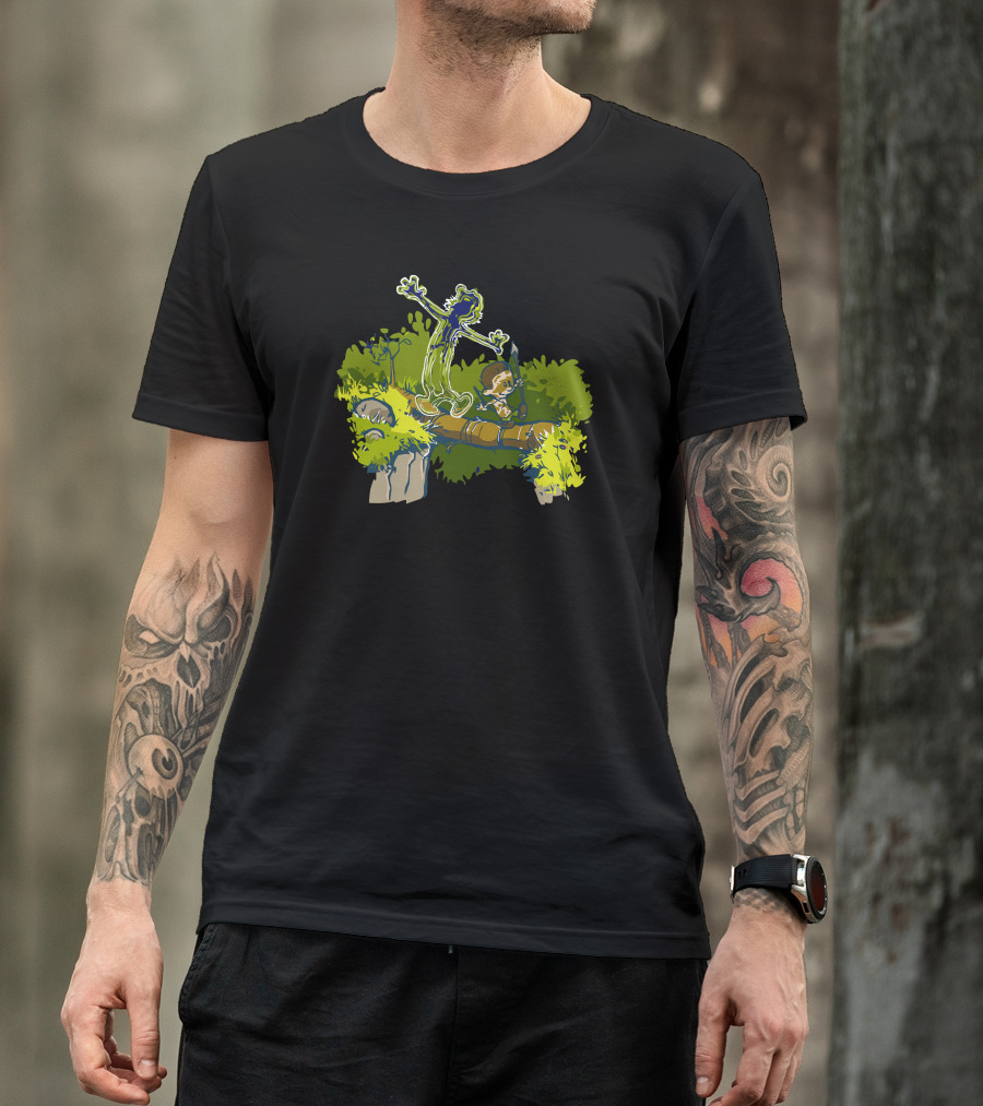 Calvin And Hobbes Jungle Adventure Sketch T-Shirt