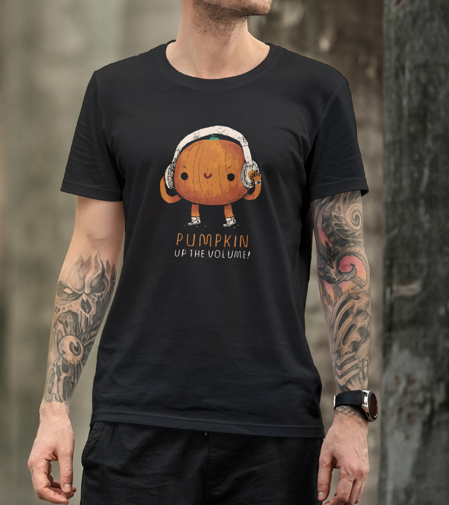 Pumpkin Up The Volume Cute Headphones Halloween T-Shirt