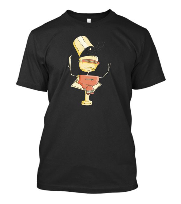Chef Robot Cooking Burger With Utensils T-Shirt