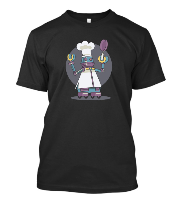 Robochief Futuristic Culinary Robot With Chef Hat And Cooking Utensils T-Shirt