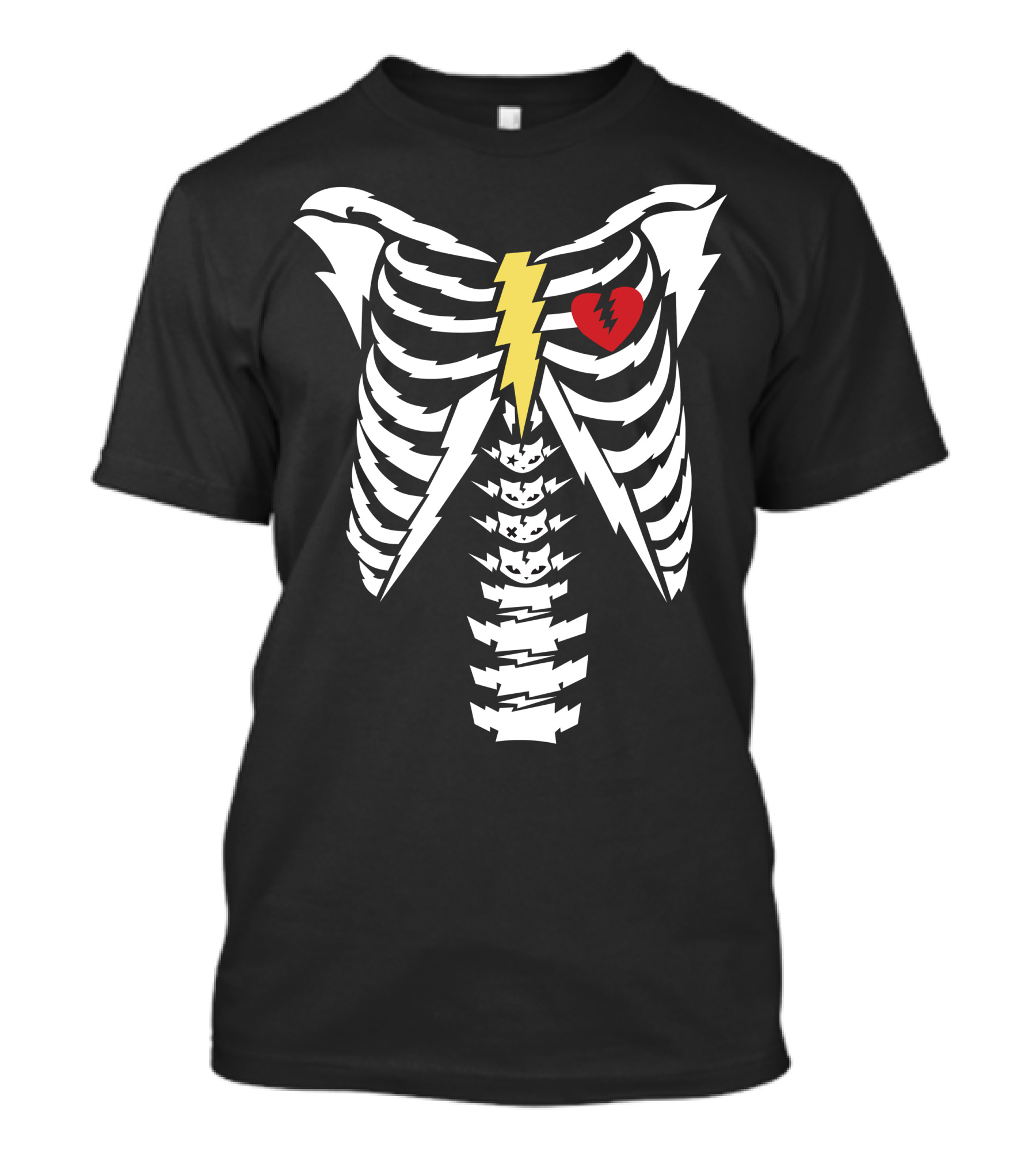 Heartbroken Rock Skeleton Thunderbolt Ribs T-Shirt