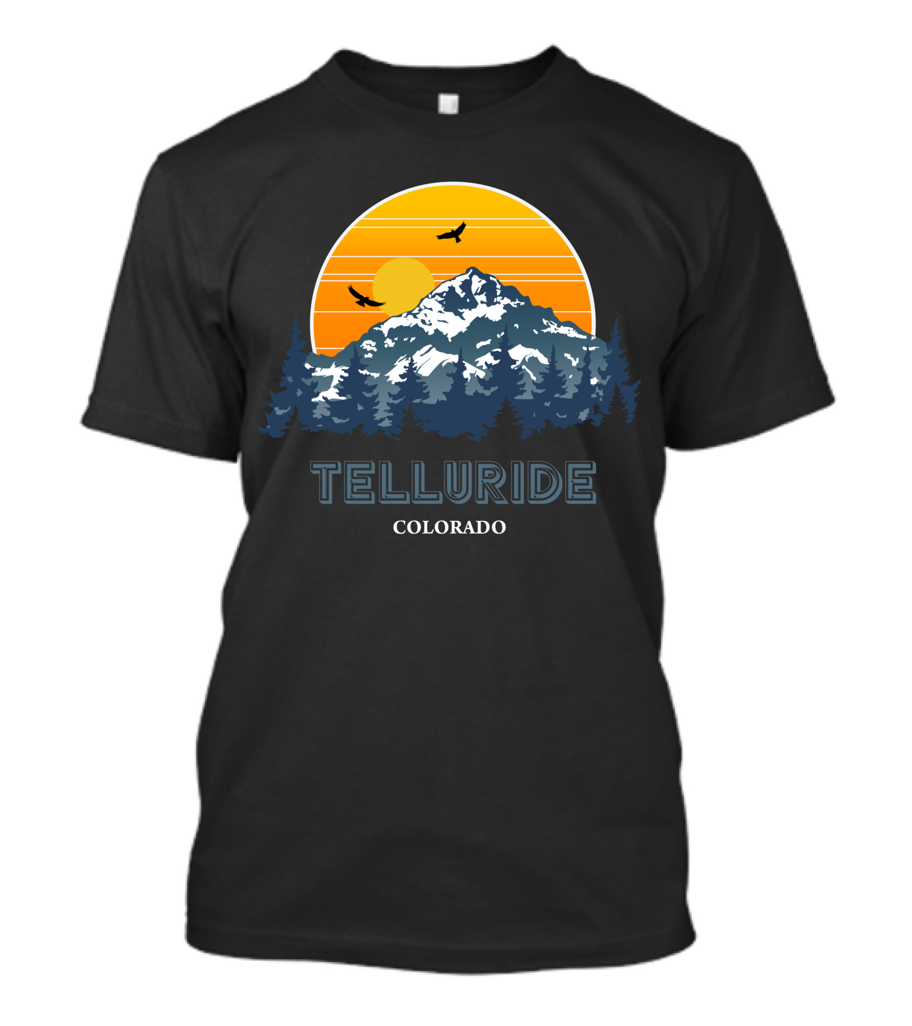 Telluride Colorado Mountain Skiing Sunset Scene T-Shirt