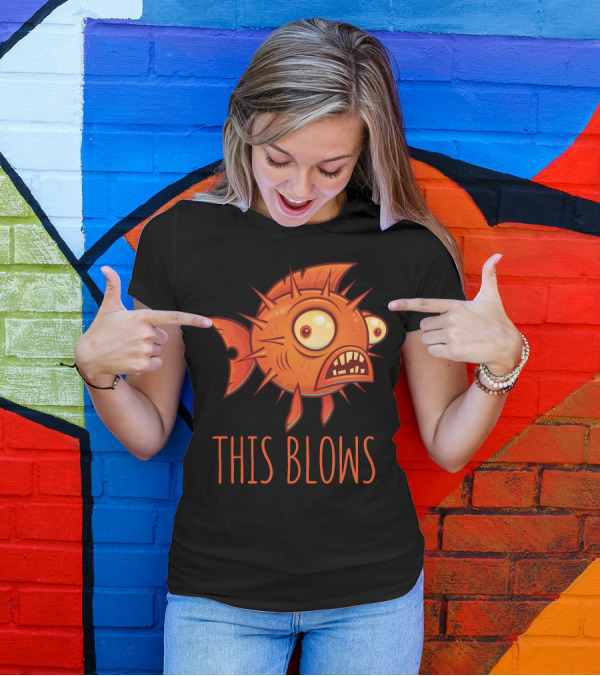 This Blows Porcupine Blowfish Cartoon T-Shirt