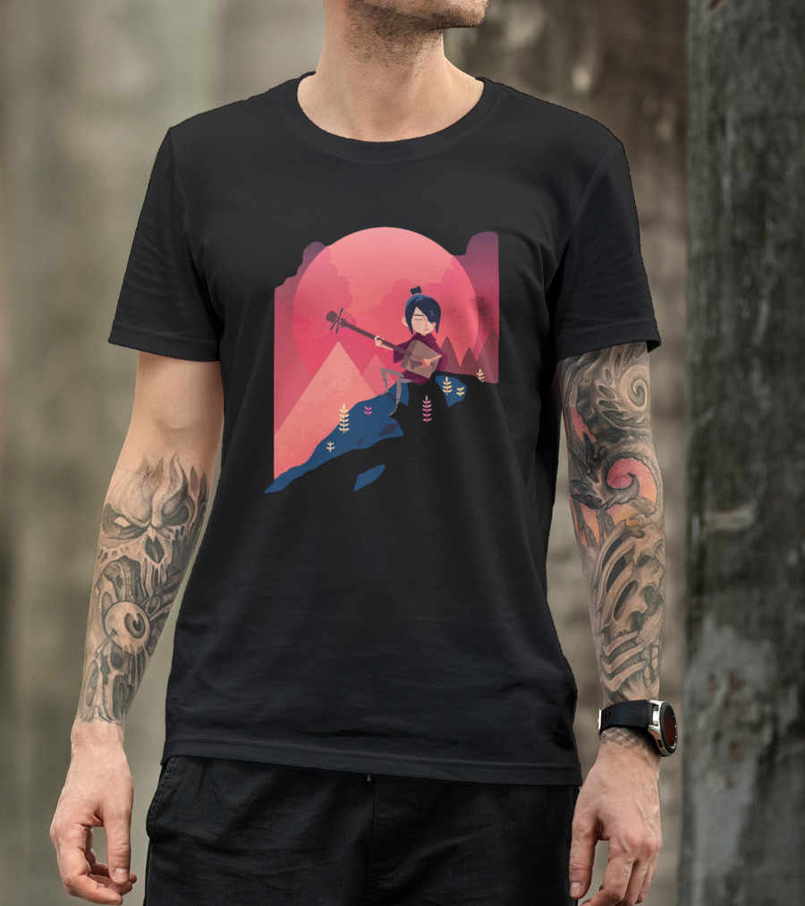 A Song On The Mountain Red Sunset Musician On Hilltop T-Shirt