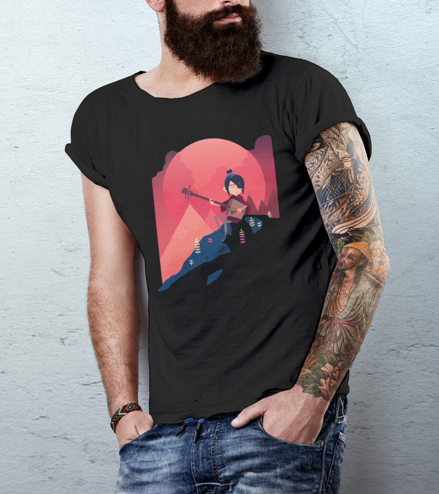 A Song On The Mountain Red Sunset Musician On Hilltop T-Shirt