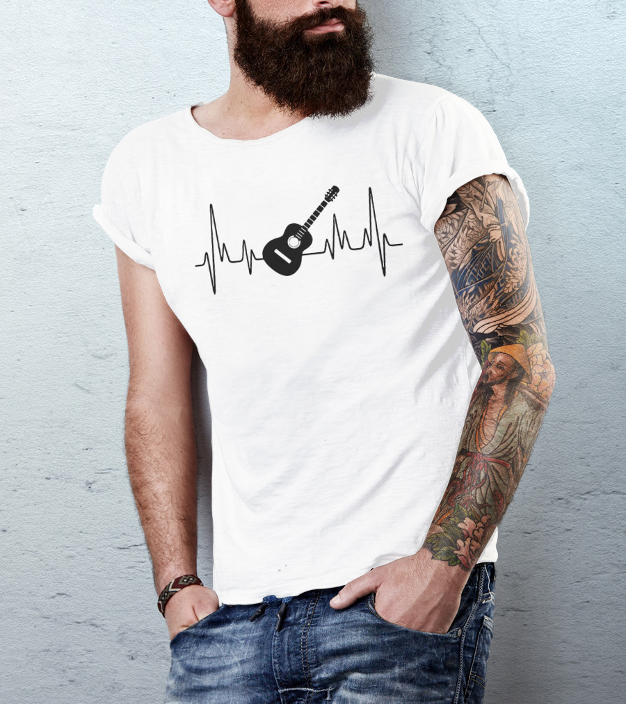 Acoustic Guitar Heartbeat Pulse Rhythm T-Shirt