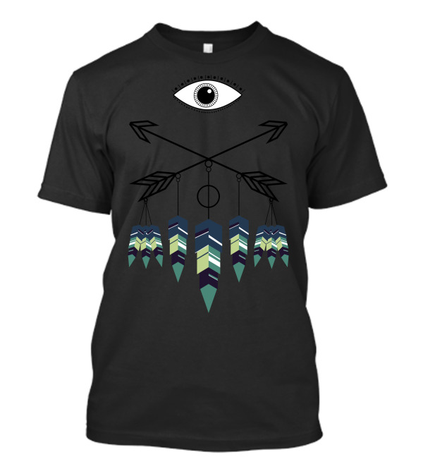 Boho Style Tribal Eye With Arrows And Feathers T-Shirt