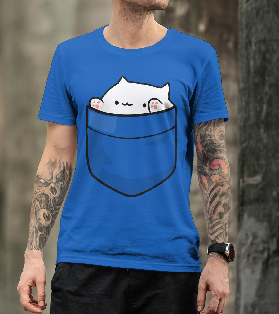 Bongo Cat In Pocket White Kitty Wholesome Meme T-Shirt