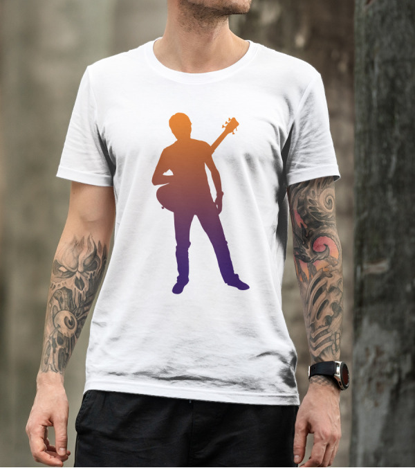 Born Bruce Silhouette Guitarist Gradient T-Shirt