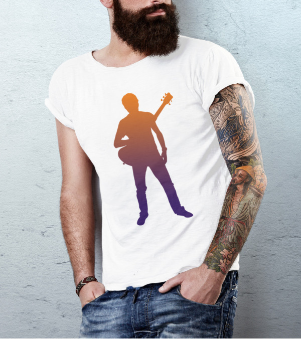 Born Bruce Silhouette Guitarist Gradient T-Shirt