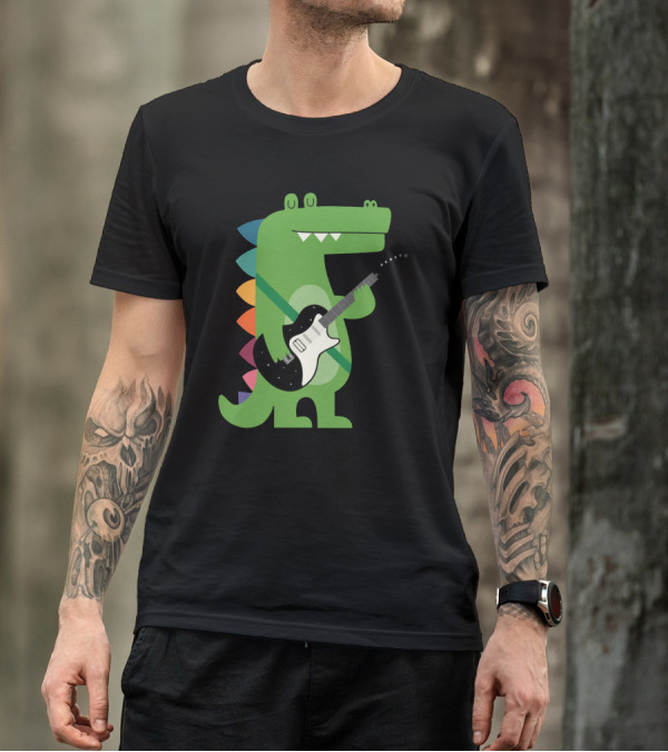 Croco Rocker Dinosaur Playing Guitar T-Shirt