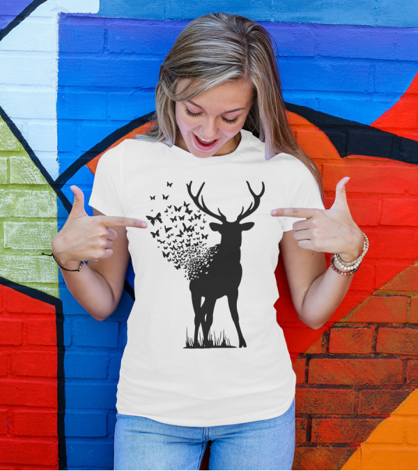 Deer Transforming Into Butterflies T-Shirt