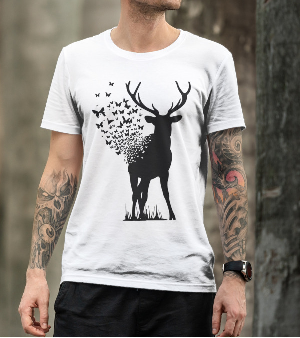 Deer Transforming Into Butterflies T-Shirt