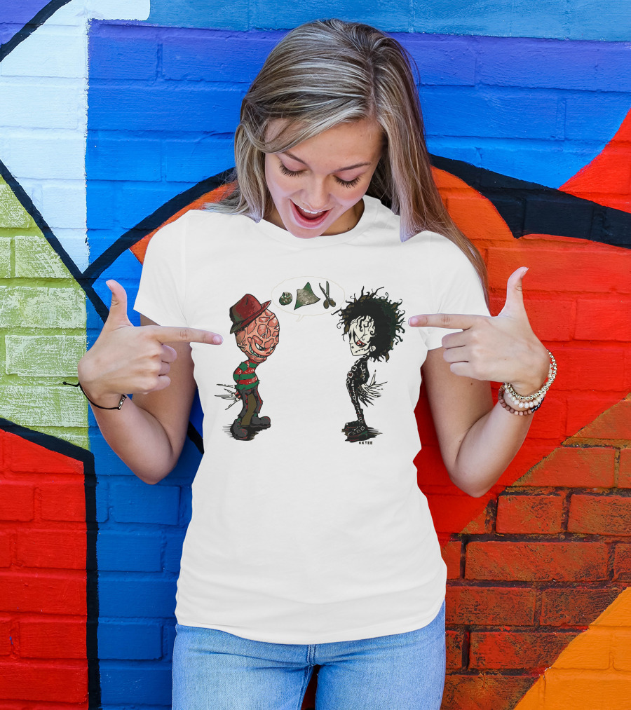 Ed Vs Fred Krueger And Scissorhands Face Off T-Shirt