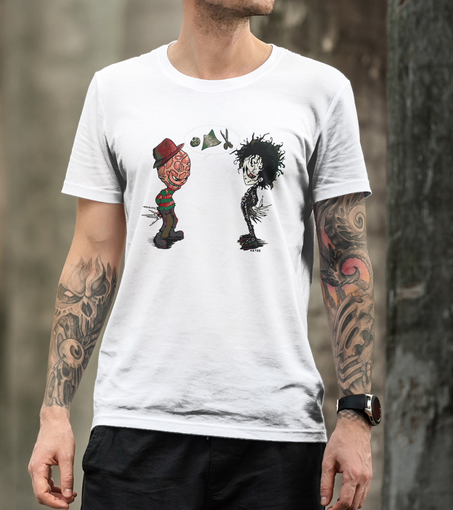 Ed Vs Fred Krueger And Scissorhands Face Off T-Shirt