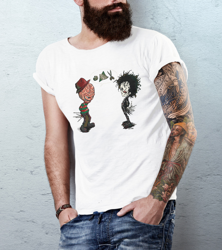 Ed Vs Fred Krueger And Scissorhands Face Off T-Shirt
