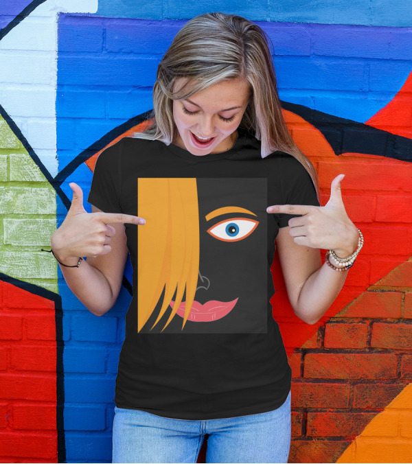 Funny Lovely Face Modern Minimalist Yellow Hair T-Shirt