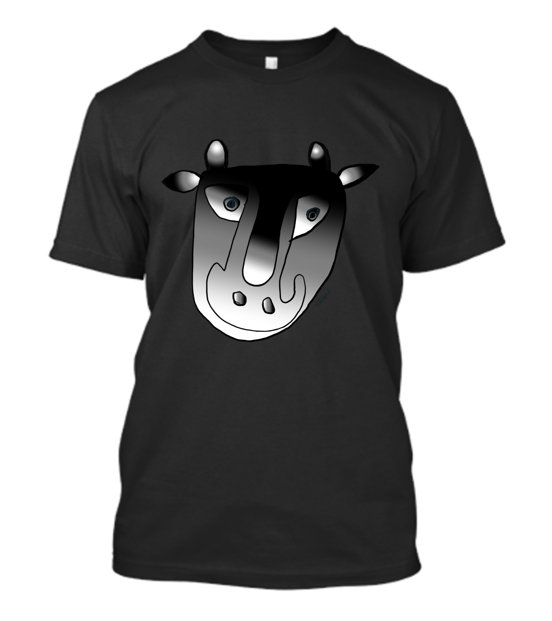 Nice Cow Face Black And White Minimalist T-Shirt