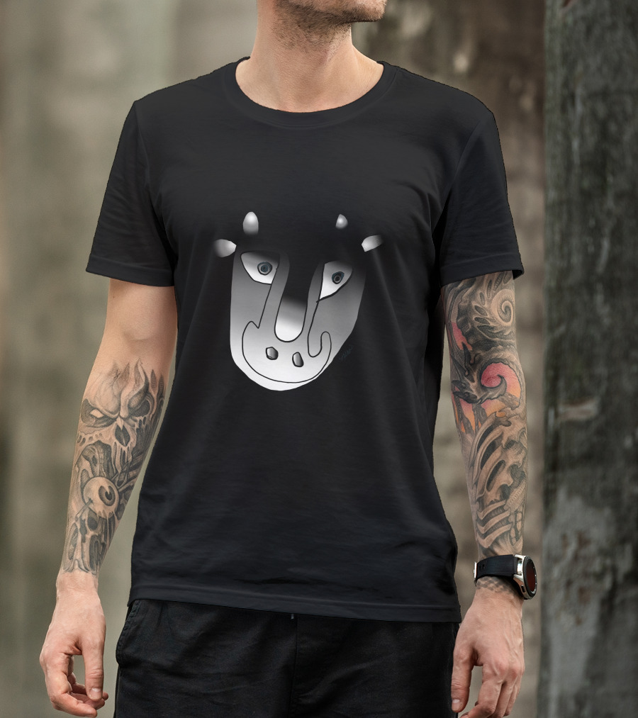 Nice Cow Face Black And White Minimalist T-Shirt