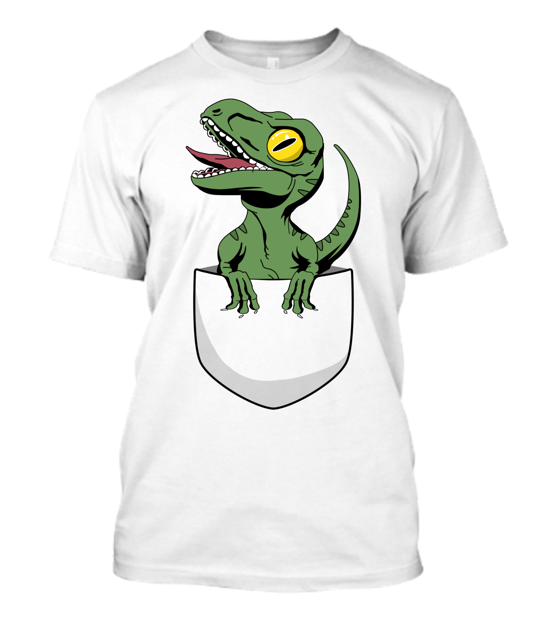 Pocket Raptor Dinosaur Peeking Out T-Shirt