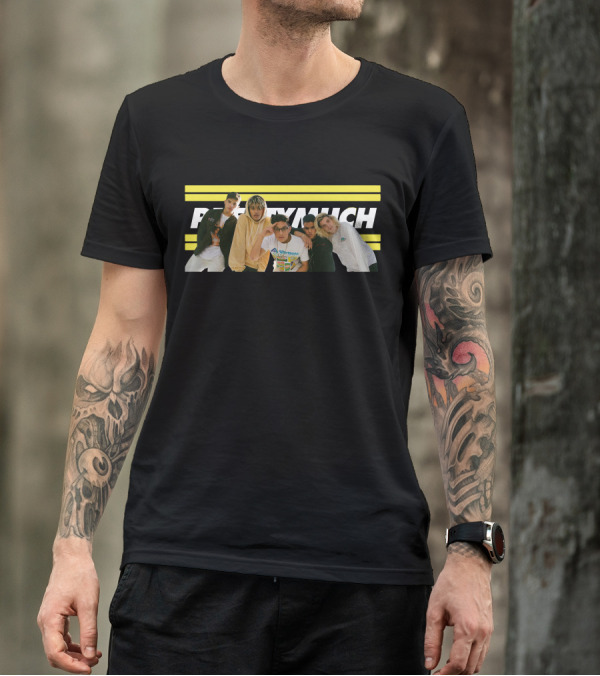 Prettymuch Black And Yellow Stripes With Group Pose T-Shirt
