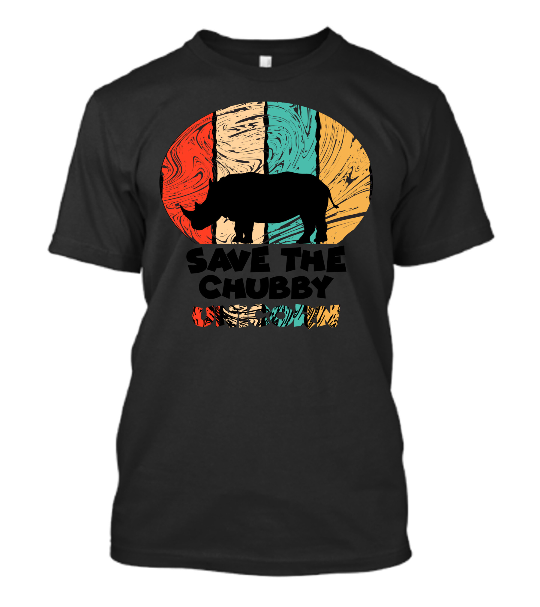 Save The Chubby Unicorns Rhino Retro T-Shirt