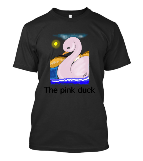 The Pink Duck Under Moonlight With Blue And Yellow Brushstrokes T-Shirt