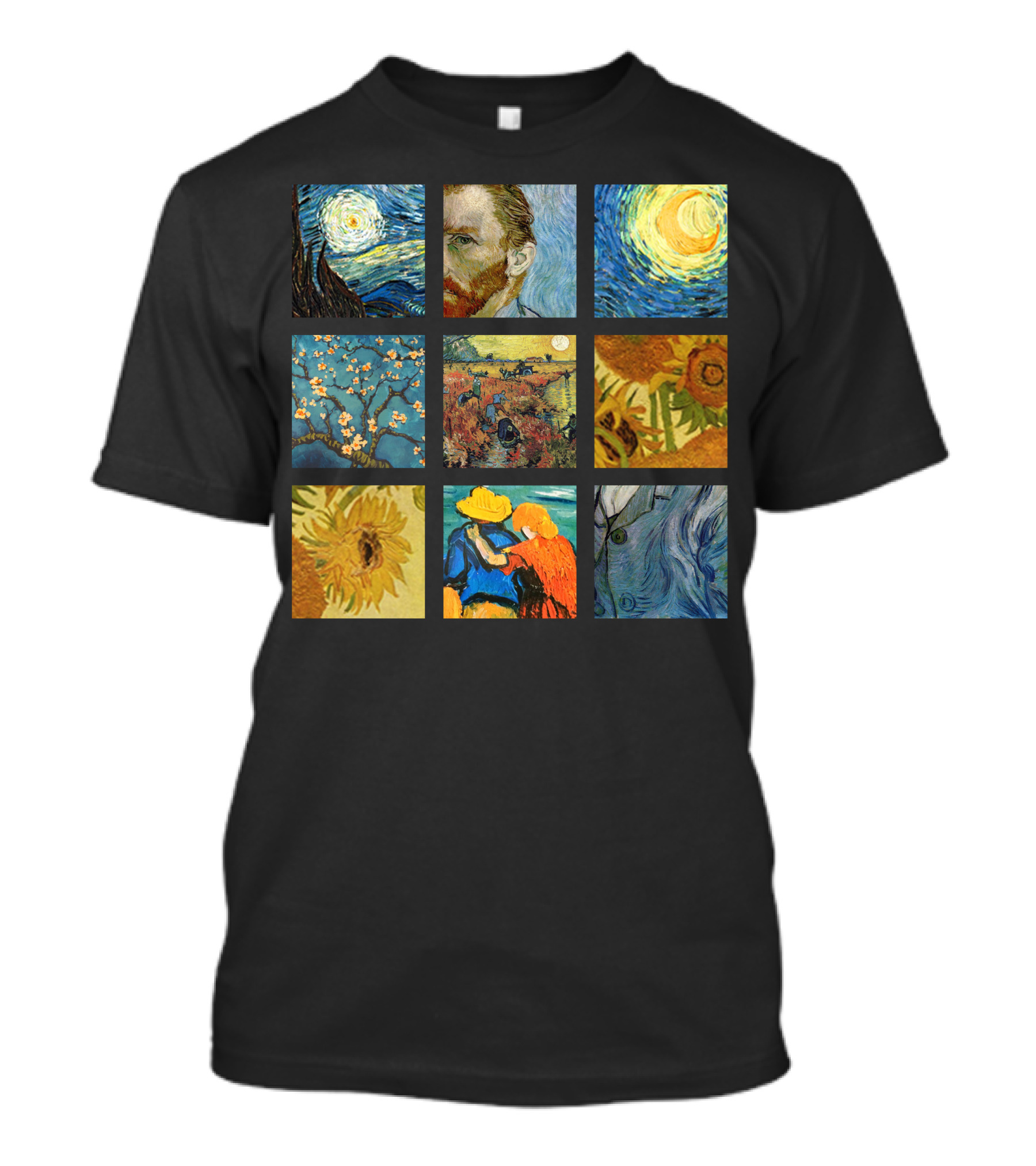 Van Gogh Starry Night Sunflowers Almond Blossoms Wheatfield Self Portrait Collection T-Shirt