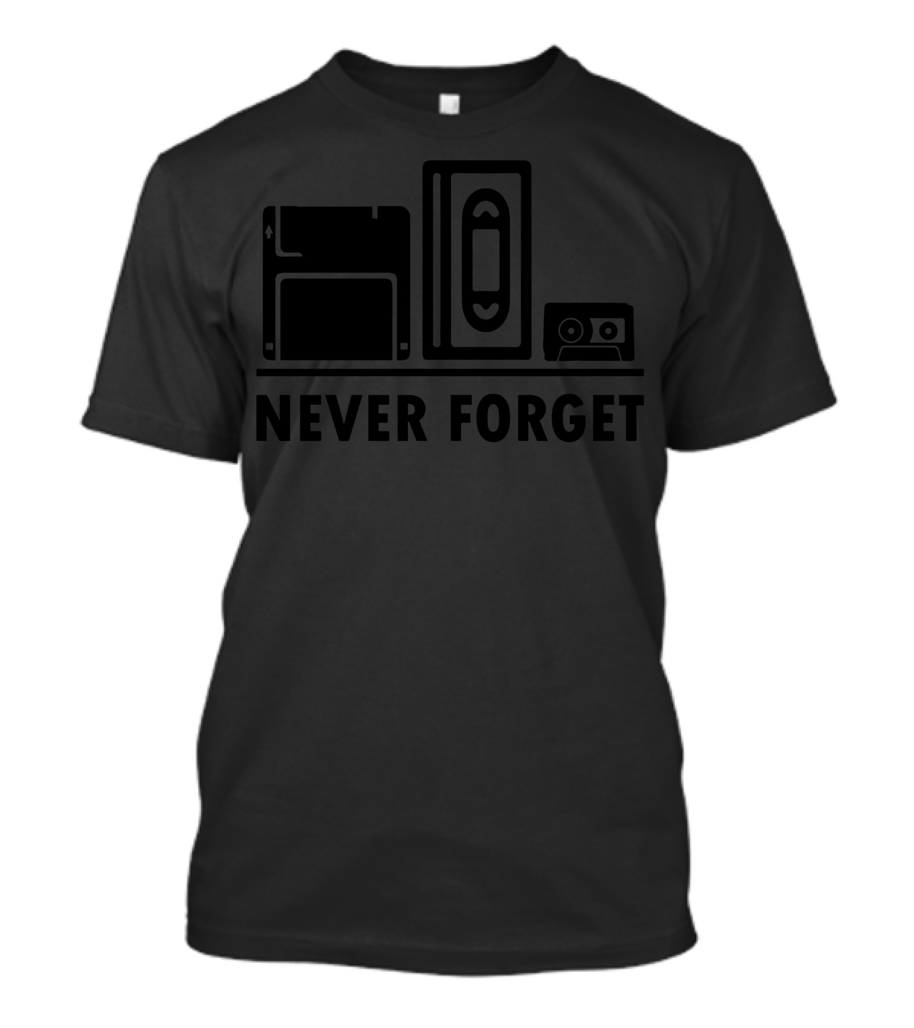 Never Forget VHS Floppy Disk Cassette Tape T-Shirt