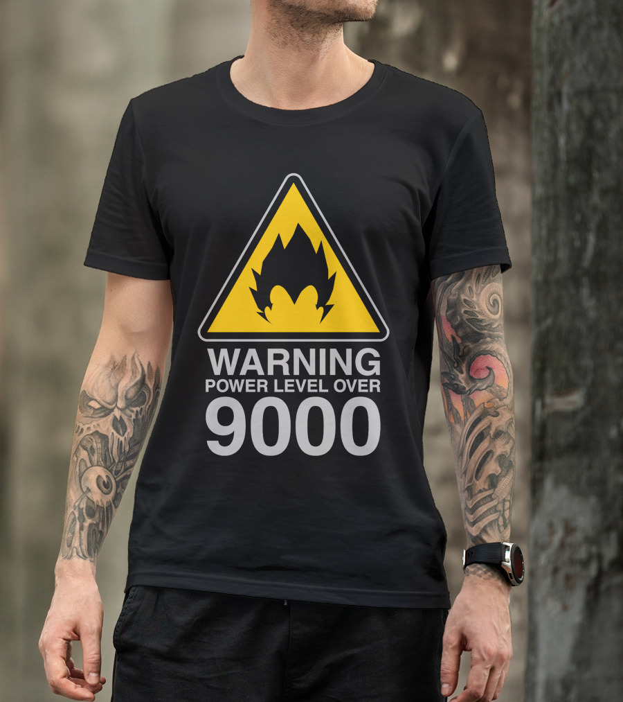 WARNING POWER LEVEL OVER 9000 Vegeta Silhouette Triangle T-Shirt