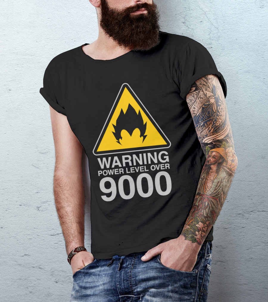 WARNING POWER LEVEL OVER 9000 Vegeta Silhouette Triangle T-Shirt