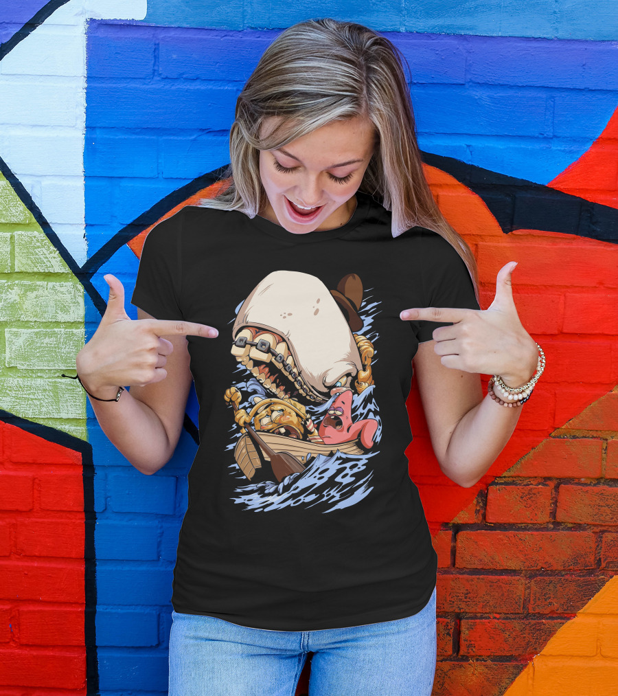 Ahoy New Nautical Adventure With Cartoon Characters And Giant Whale Encounter T-Shirt