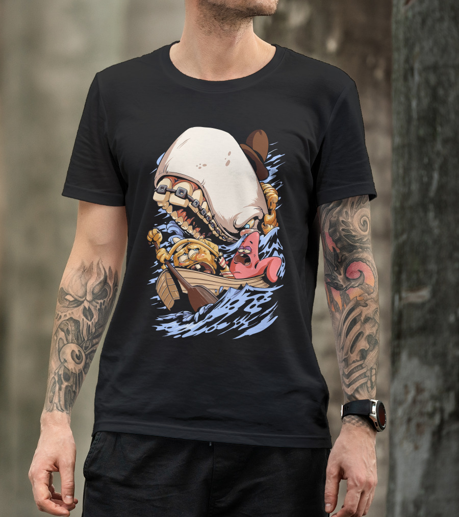 Ahoy New Nautical Adventure With Cartoon Characters And Giant Whale Encounter T-Shirt