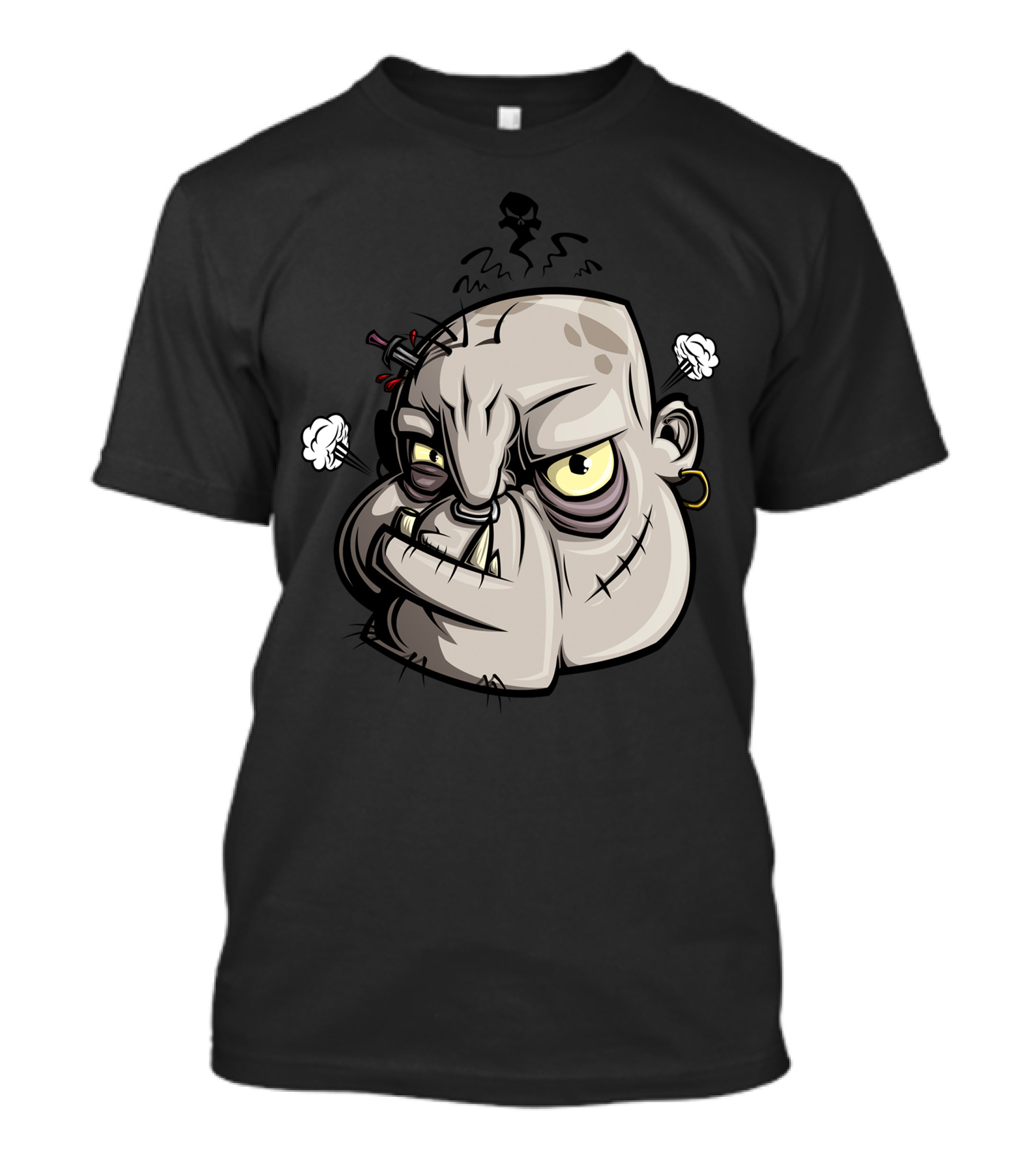 Angry Ogre Head With Skull And Crossbones T-Shirt