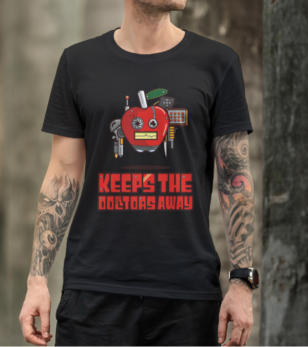 Apple Keeps The Doctors Away Robot Gadget Steampunk T-Shirt