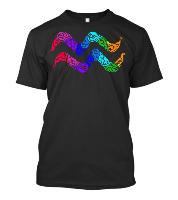 Aquarius Zodiac Symbol Vibrant Multi-Color T-Shirt