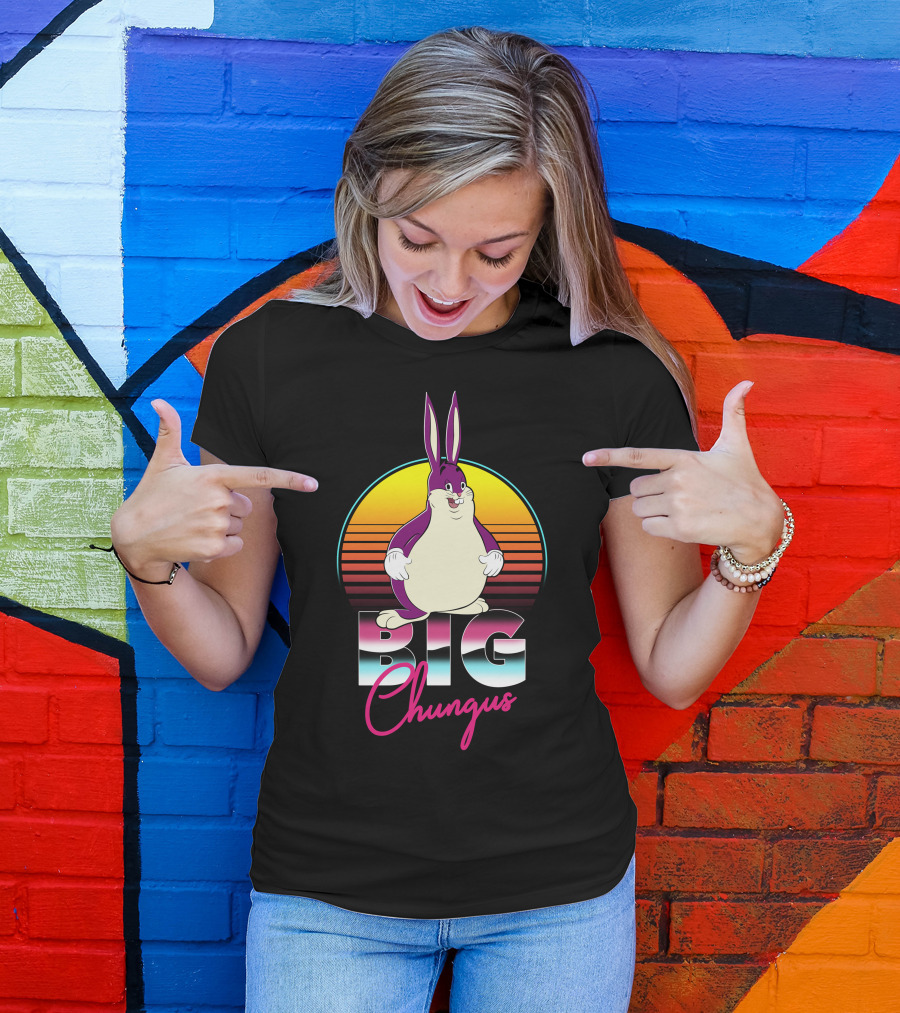 Big Chungus Retro Sunset Graphics T-Shirt
