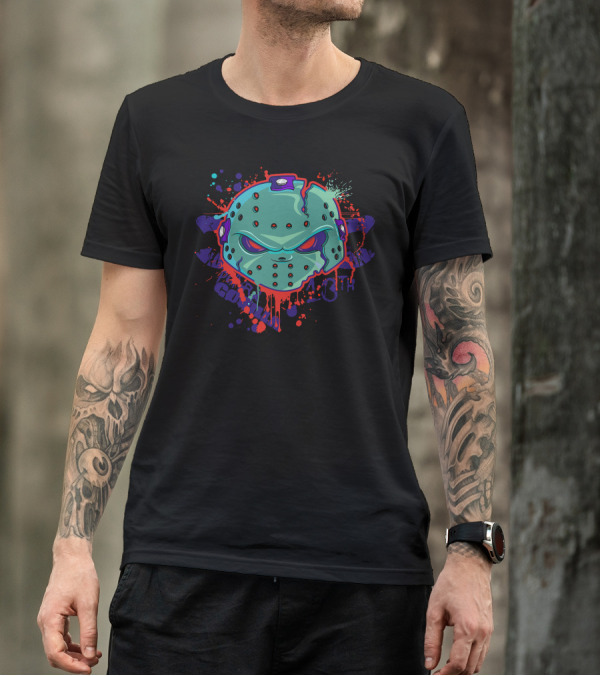 Bit Nightmare Hockey Mask Horror Splatter T-Shirt
