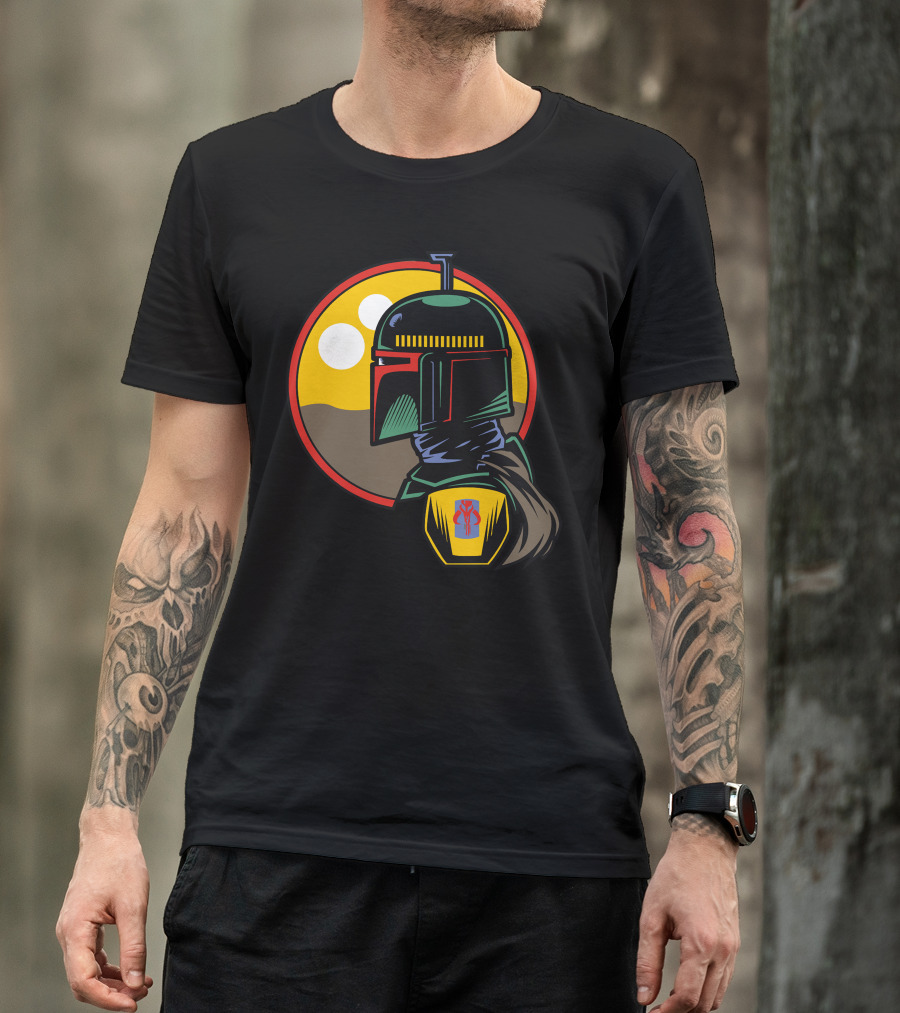 Boba Fett Twin Suns Desert Scene T-Shirt