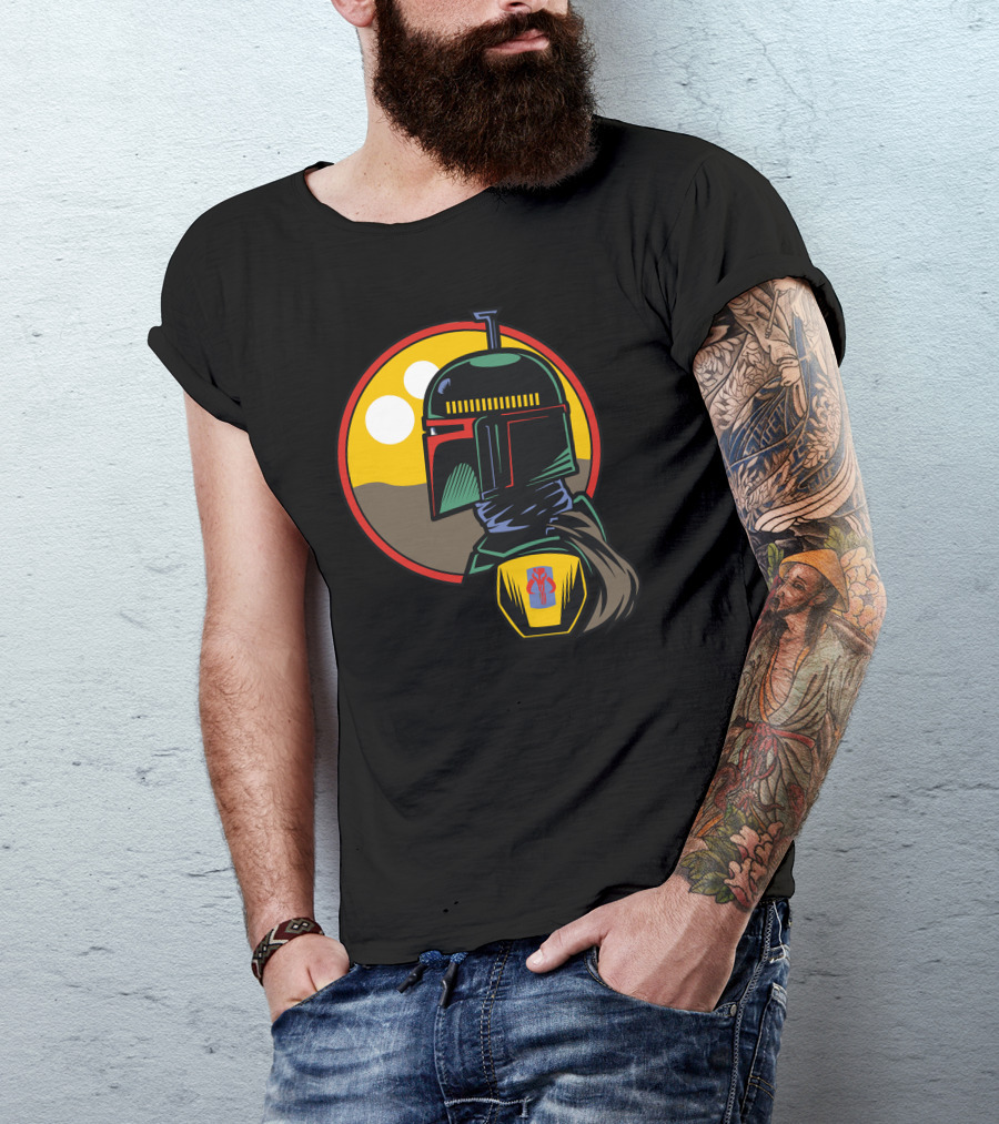 Boba Fett Twin Suns Desert Scene T-Shirt