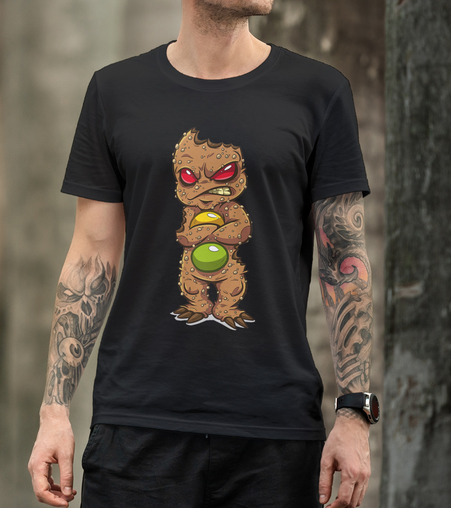 Boo Vs New Angry Monster With Red Eyes And Colorful Belly T-Shirt