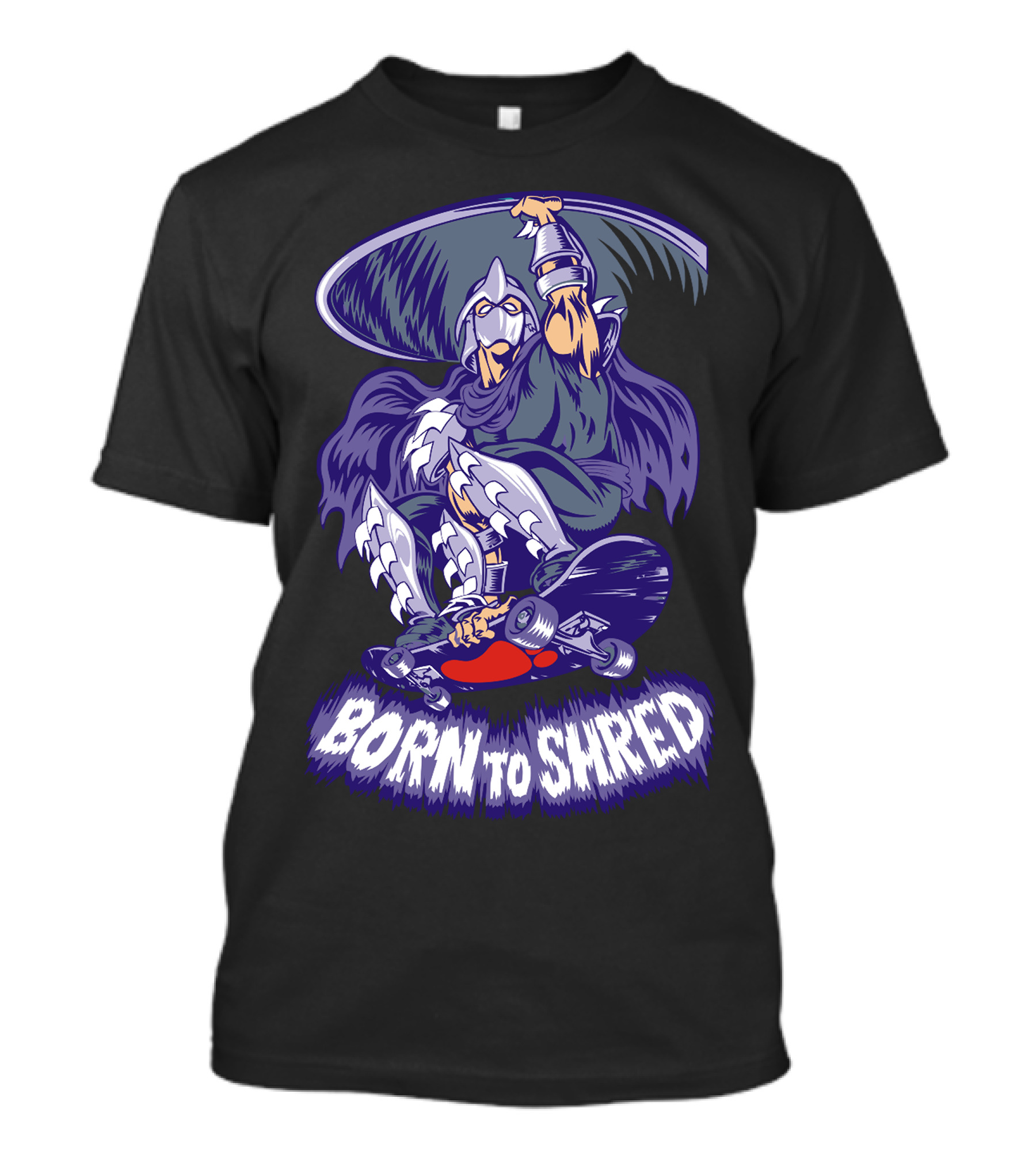 Born To Shred Skater With Armored Knight T-Shirt