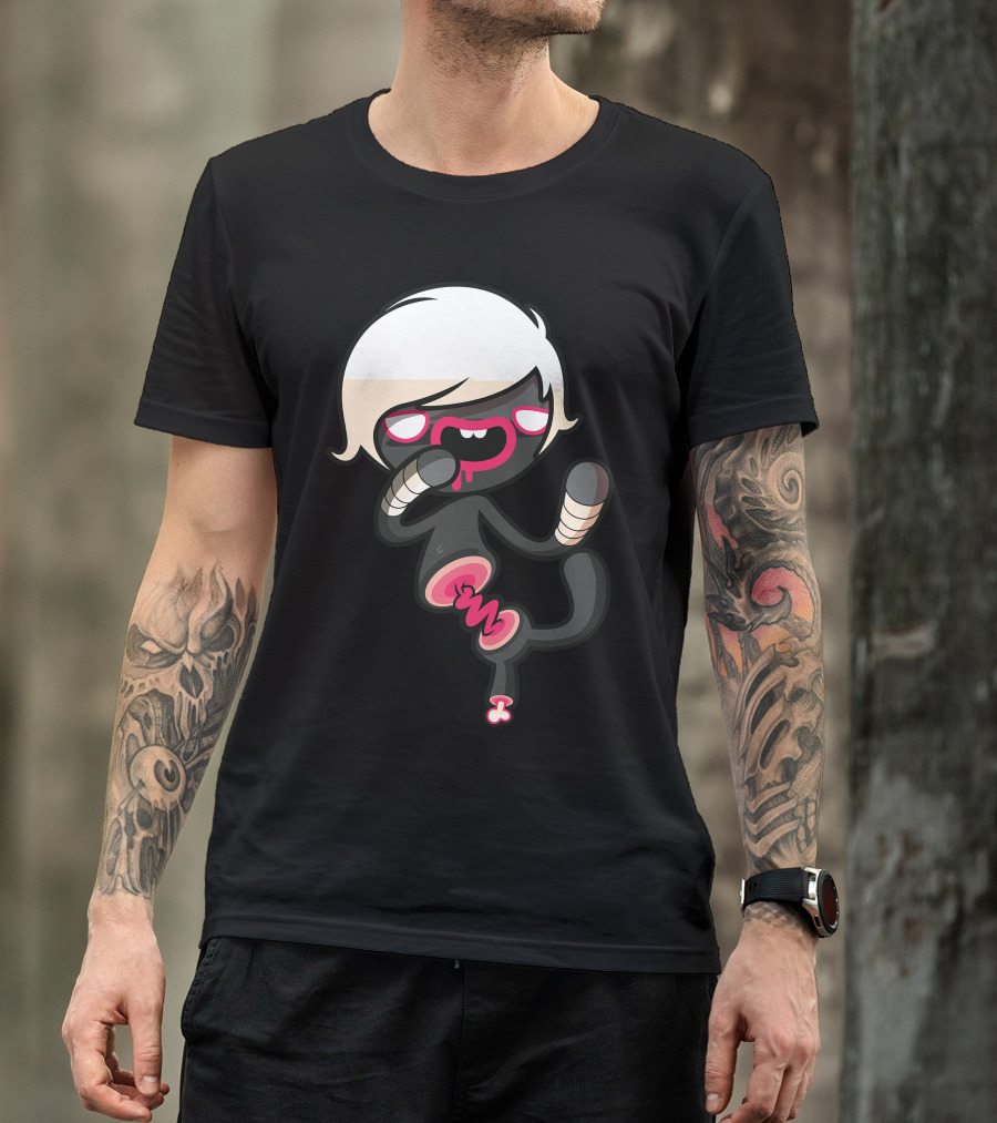 Boxing Dead Zombie Character With Blond Hair And Cartoon T-Shirt