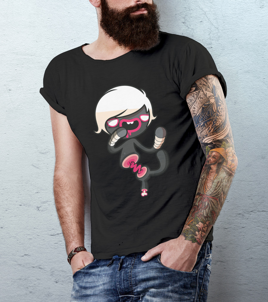Boxing Dead Zombie Character With Blond Hair And Cartoon T-Shirt