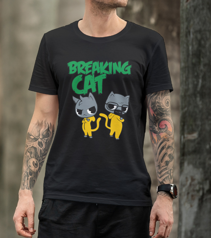 Breaking Cat Cartoon Parody In Chemical Hazmat Suits T-Shirt