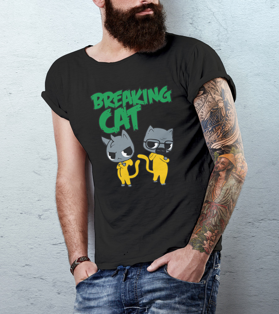 Breaking Cat Cartoon Parody In Chemical Hazmat Suits T-Shirt
