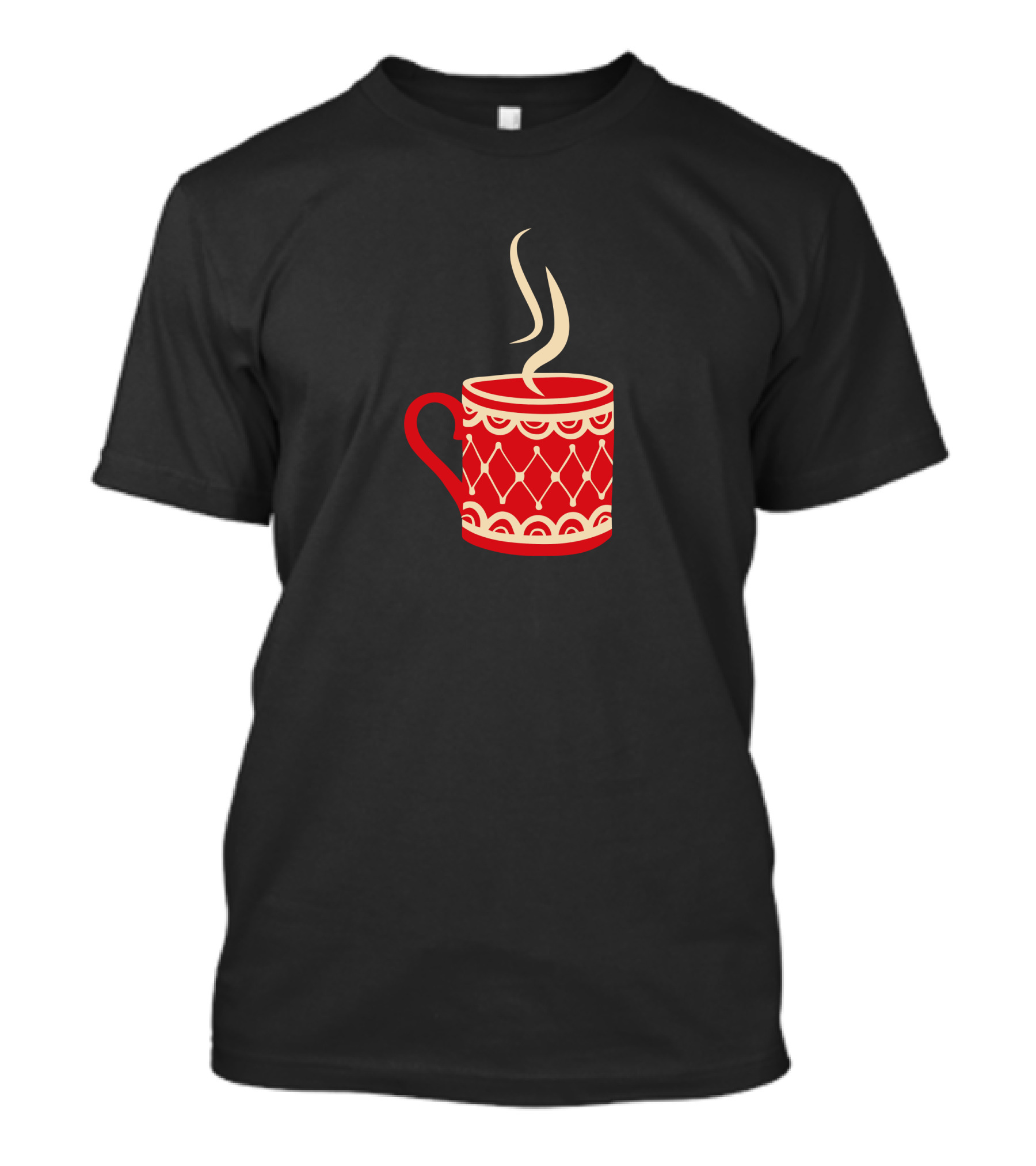 Christmas Wine Red Pattern Mug With Steam T-Shirt