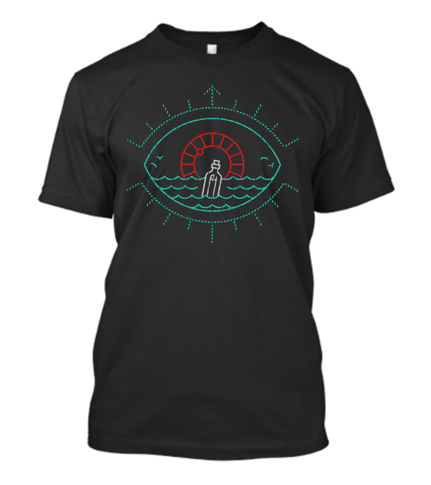 Eye With Sea Waves And Bottle Inside T-Shirt