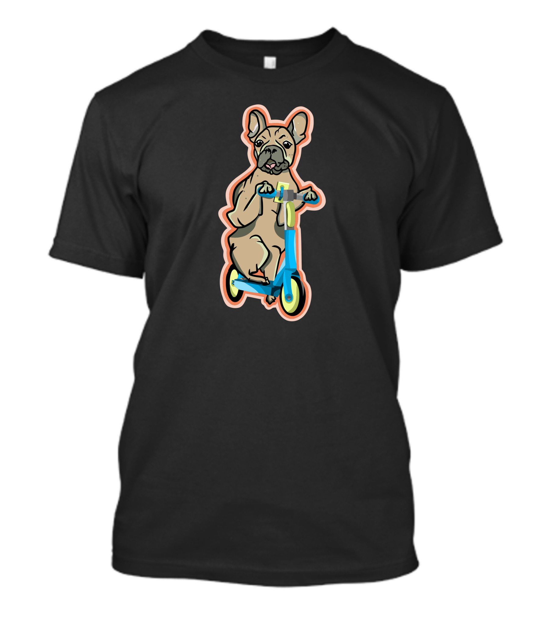 French Bulldog Riding Colorful Scooter T-Shirt