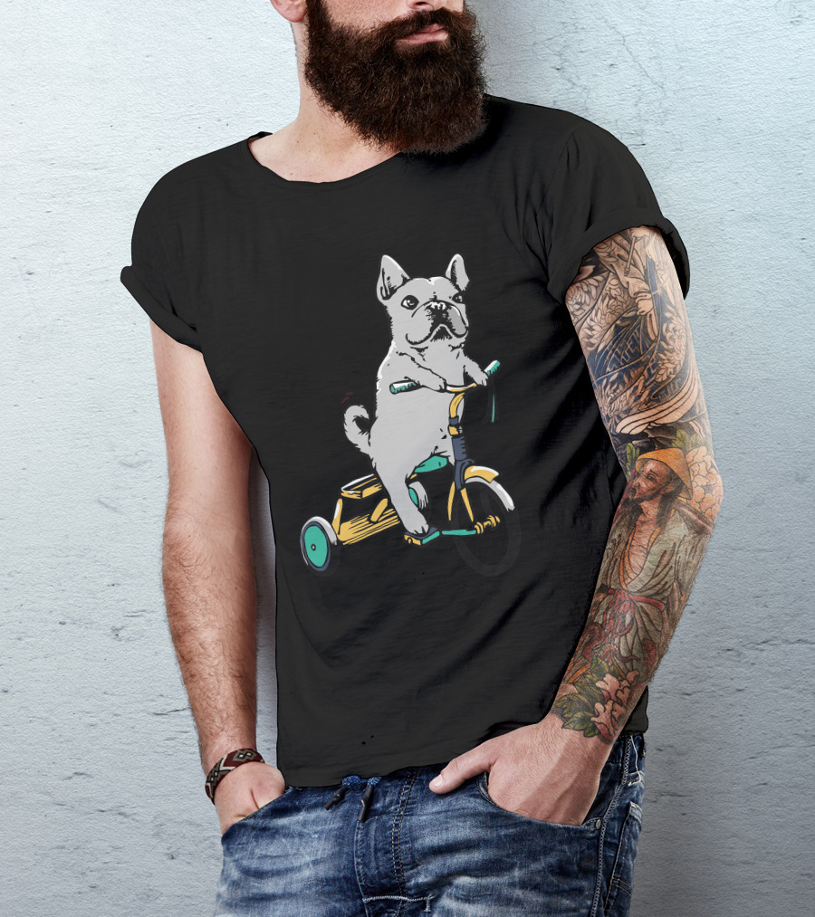 Frenchie Ride Dog On Tricycle T-Shirt